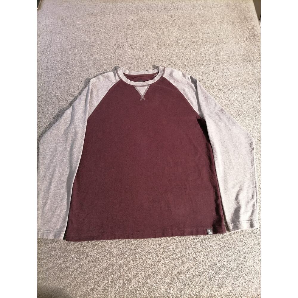 The North Face T-Shirt L Grey Female Maroon Raglan Long Sleeve Athleisure Sporty